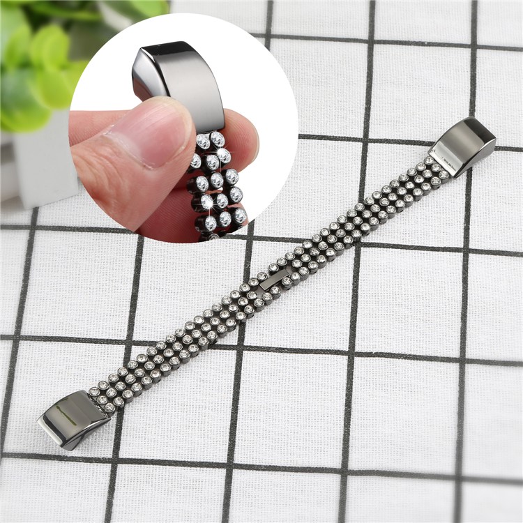 Sparkling Diamond Alloy Watch Band Replacement for Fitbit Alta - Black-3