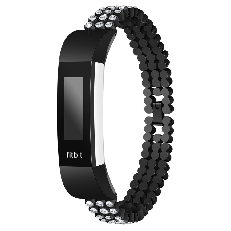 Sparkling Diamond Alloy Watch Band Replacement for Fitbit Alta - Black-4