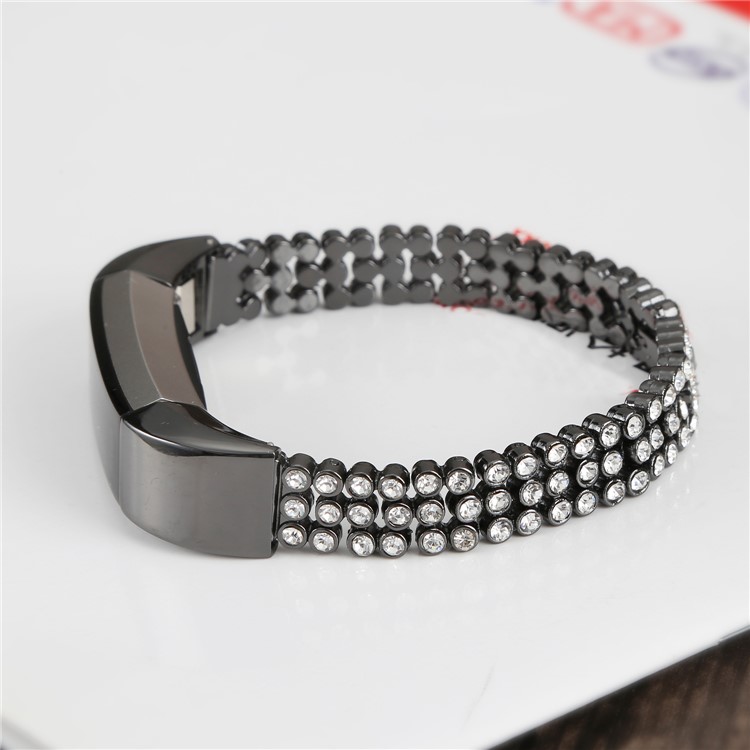 Sparkling Diamond Alloy Watch Band Replacement for Fitbit Alta - Black-6