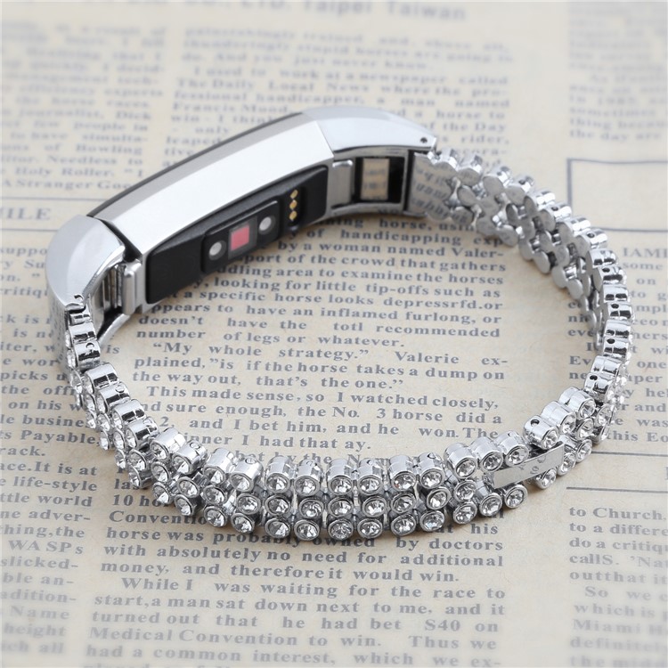 Sparkling Diamond Alloy Watch Bracelet Replacement for Fitbit Alta - Silver-5