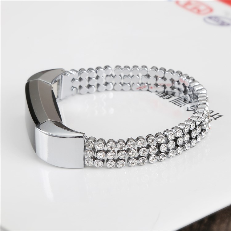 Sparkling Diamond Alloy Watch Bracelet Replacement for Fitbit Alta - Silver-6