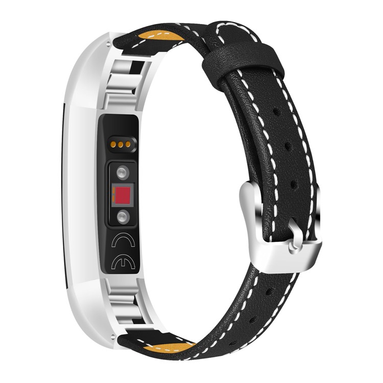 Genuine Leather Watch Band for Fitbit Alta - Black-1