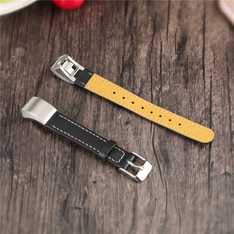 Genuine Leather Watch Band for Fitbit Alta - Black-3