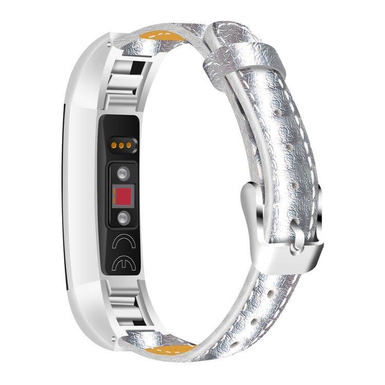 Genuine Leather Watch Strap for Fitbit Alta - Silver-1