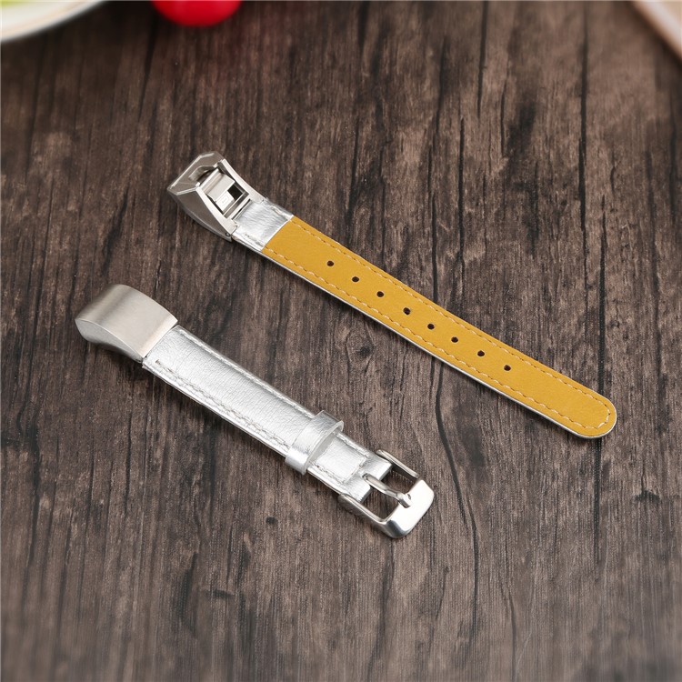 Genuine Leather Watch Strap for Fitbit Alta - Silver-3