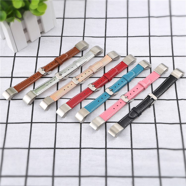 Genuine Leather Watch Strap for Fitbit Alta - Silver-6
