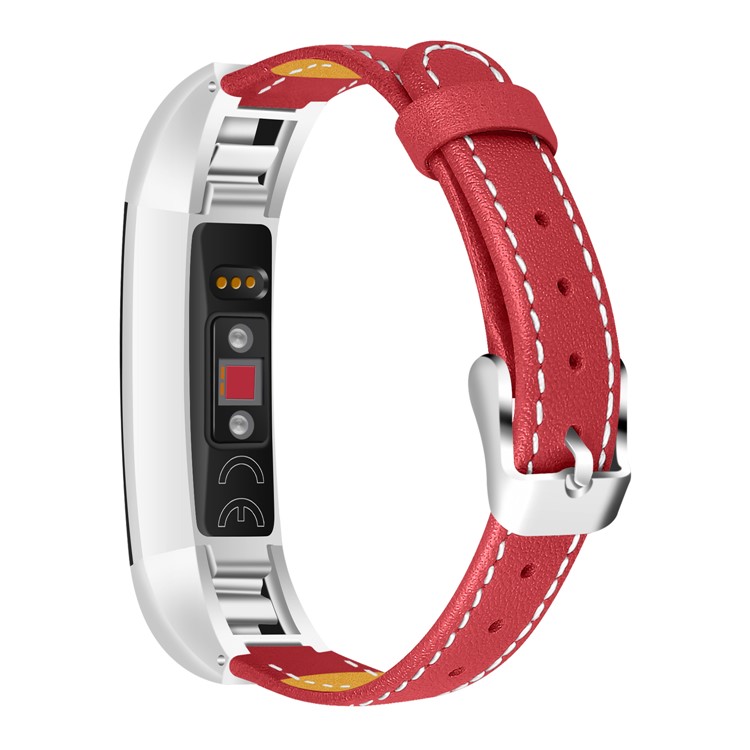 Genuine Leather Watch Band Replacement for Fitbit Alta - Red-1