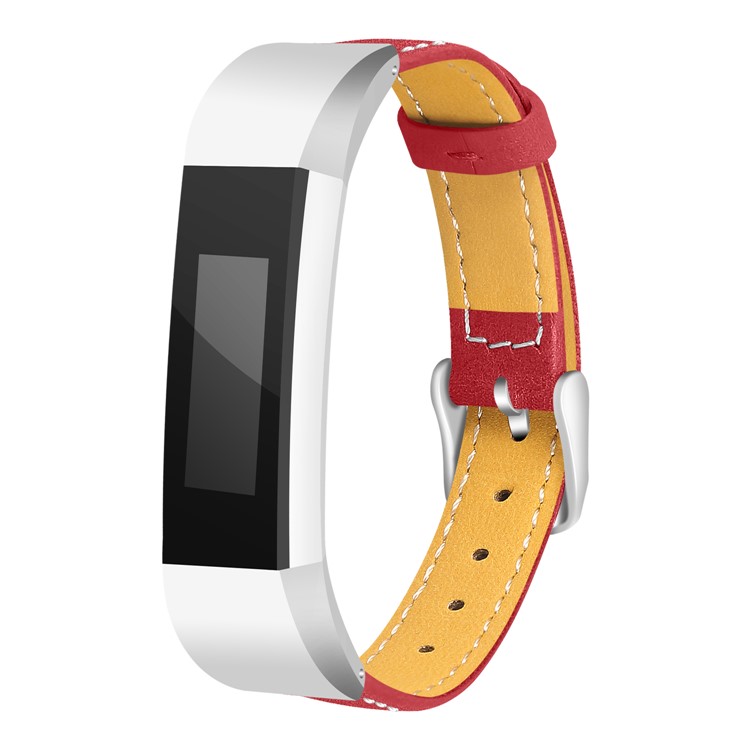 Genuine Leather Watch Band Replacement for Fitbit Alta - Red-2