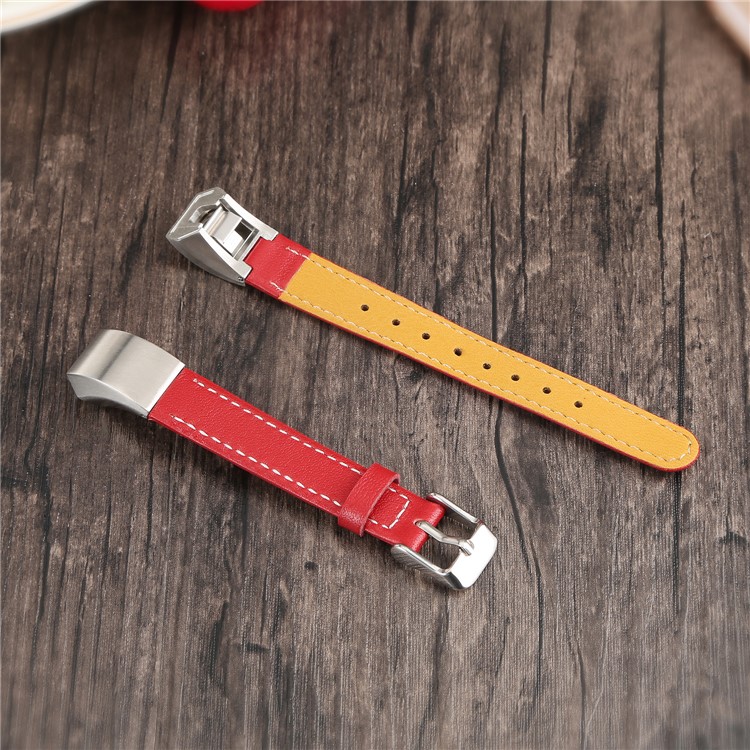 Genuine Leather Watch Band Replacement for Fitbit Alta - Red-3