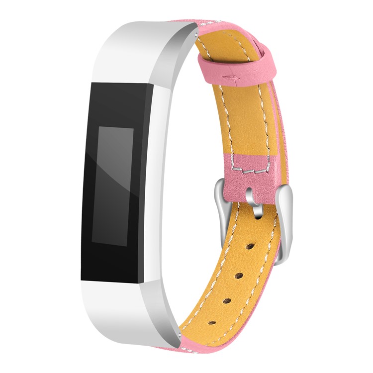 Genuine Leather Watch Strap Replacement for Fitbit Alta - Pink-2