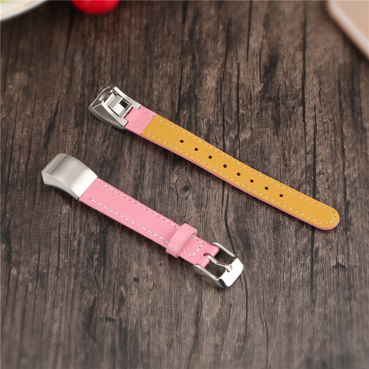 Genuine Leather Watch Strap Replacement for Fitbit Alta - Pink-3