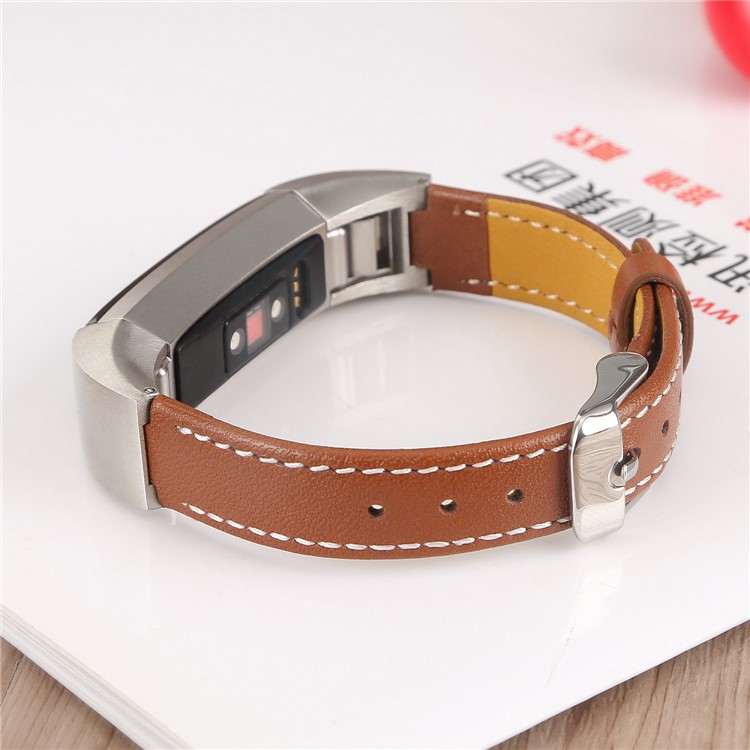 Genuine Leather Wristwatch Band Replacement for Fitbit Alta - Brown-4