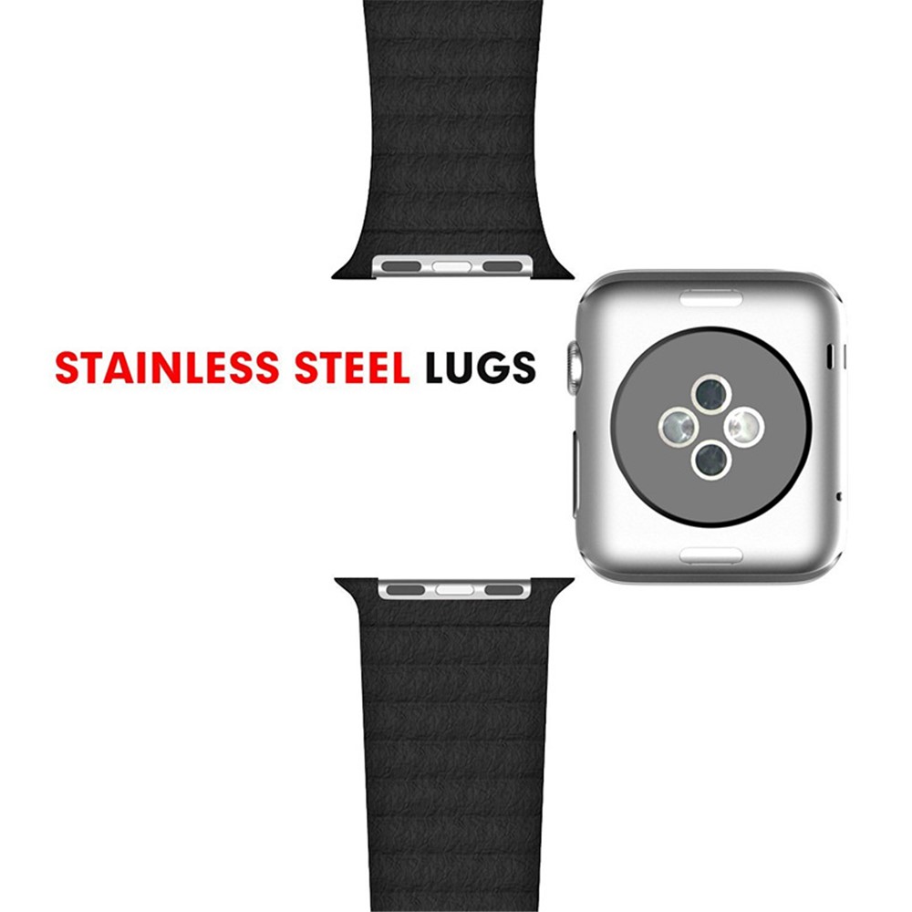Magnetic Loop Genuine Leather Watch Band for Apple Watch Series 3/2/1 42mm - Black-4