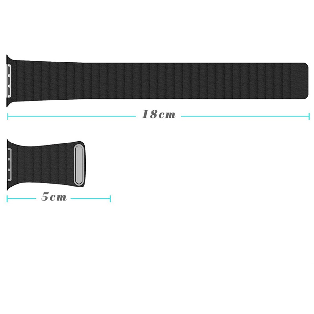 Magnetic Loop Genuine Leather Watch Band for Apple Watch Series 3/2/1 42mm - Black-5