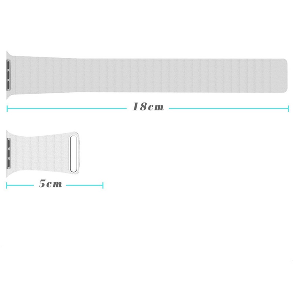 Magnetic Loop Genuine Leather Watch Strap for Apple Watch Series 4 44mm / Series 3 2 1 42mm - White-3