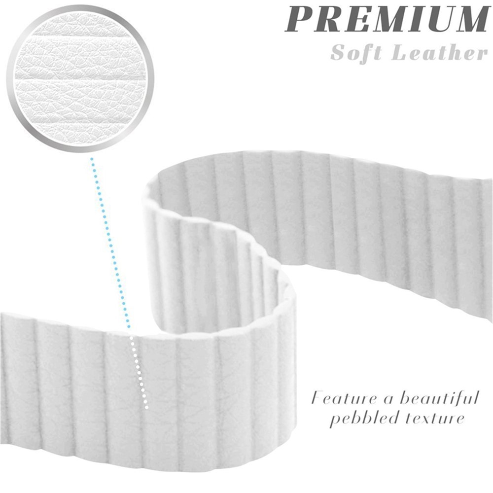 Magnetic Loop Genuine Leather Watch Strap for Apple Watch Series 4 44mm / Series 3 2 1 42mm - White-4