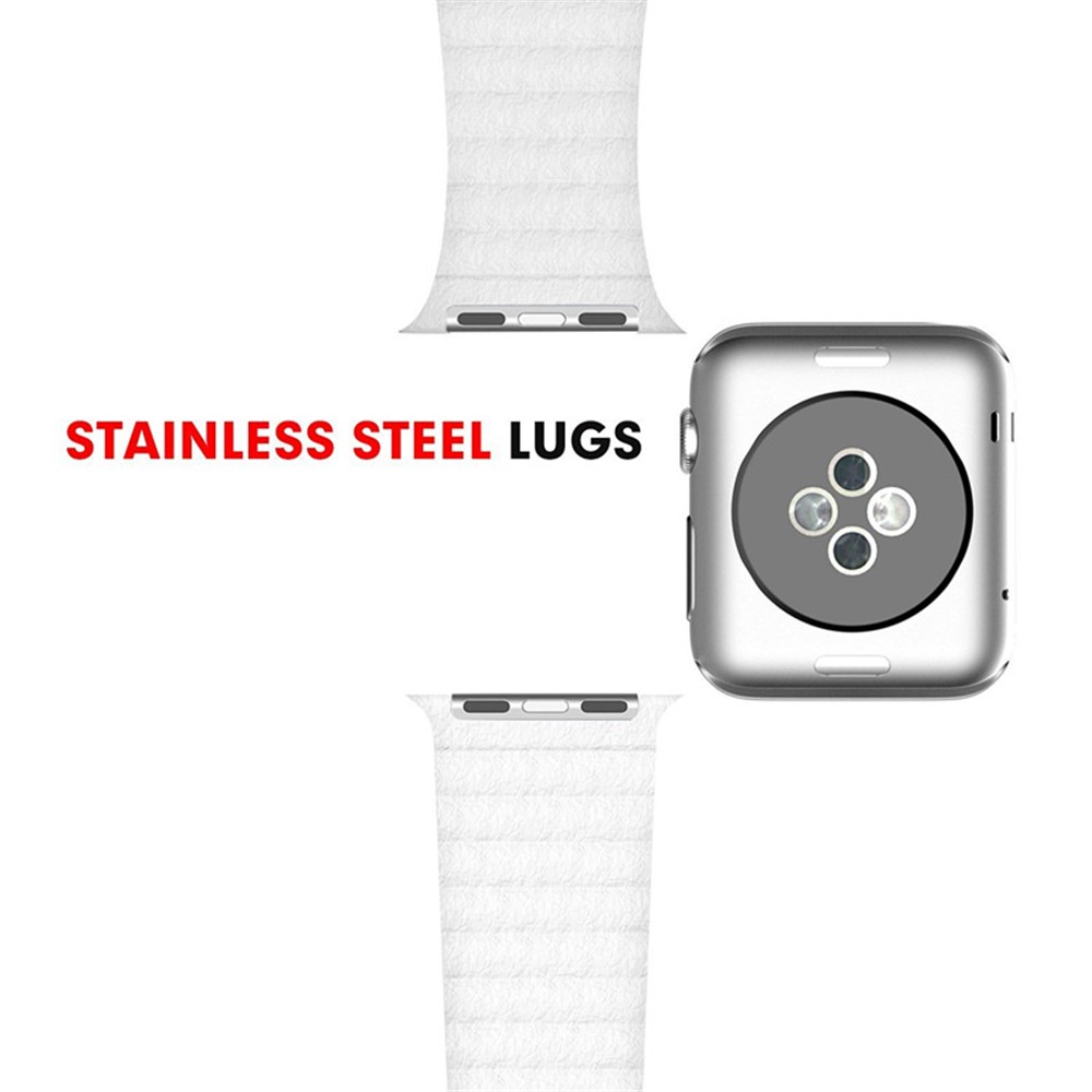 Magnetic Loop Genuine Leather Watch Strap for Apple Watch Series 4 44mm / Series 3 2 1 42mm - White-6