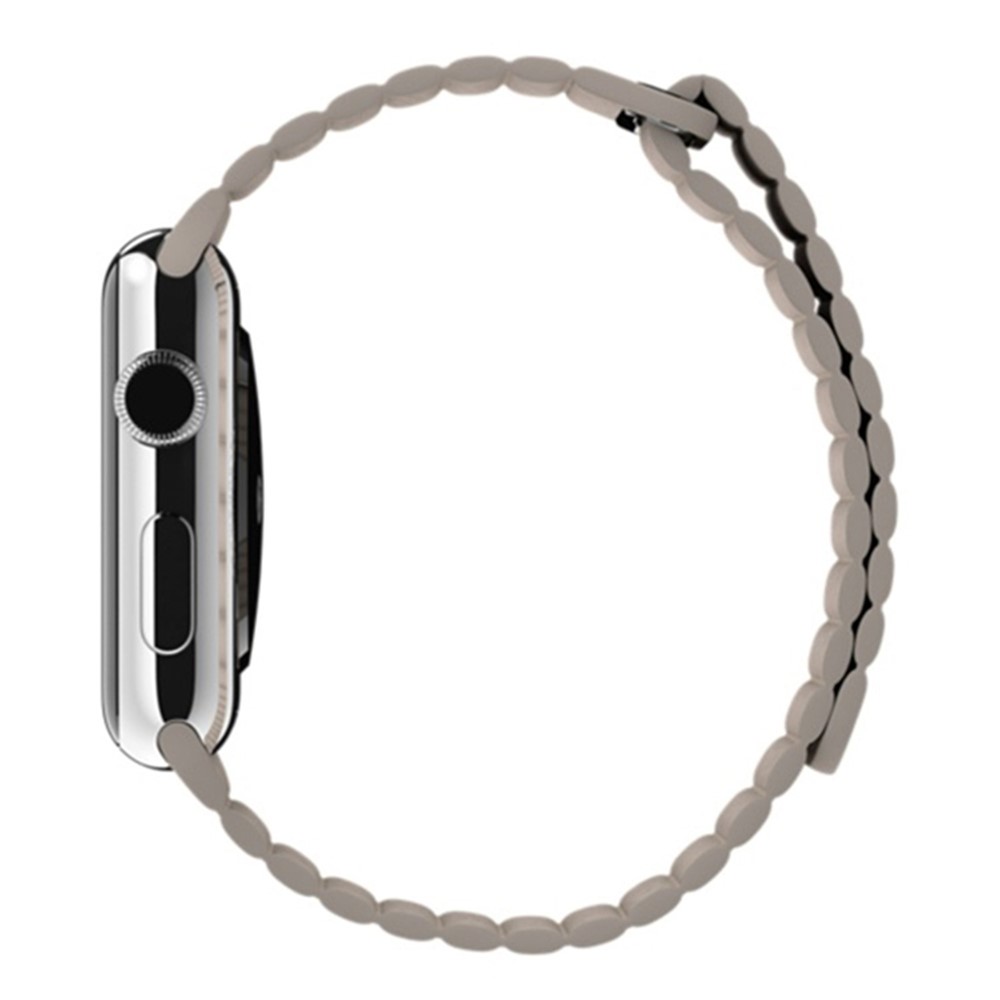 Magnetic Loop Genuine Leather Watch Strap Band for Apple Watch Series 4 44mm / Series 3 2 1 42mm - Khaki-4