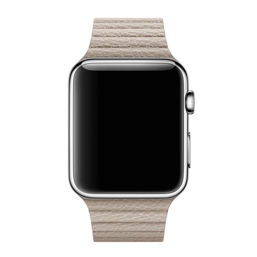 Magnetic Loop Genuine Leather Watch Strap Band for Apple Watch Series 4 44mm / Series 3 2 1 42mm - Khaki-5