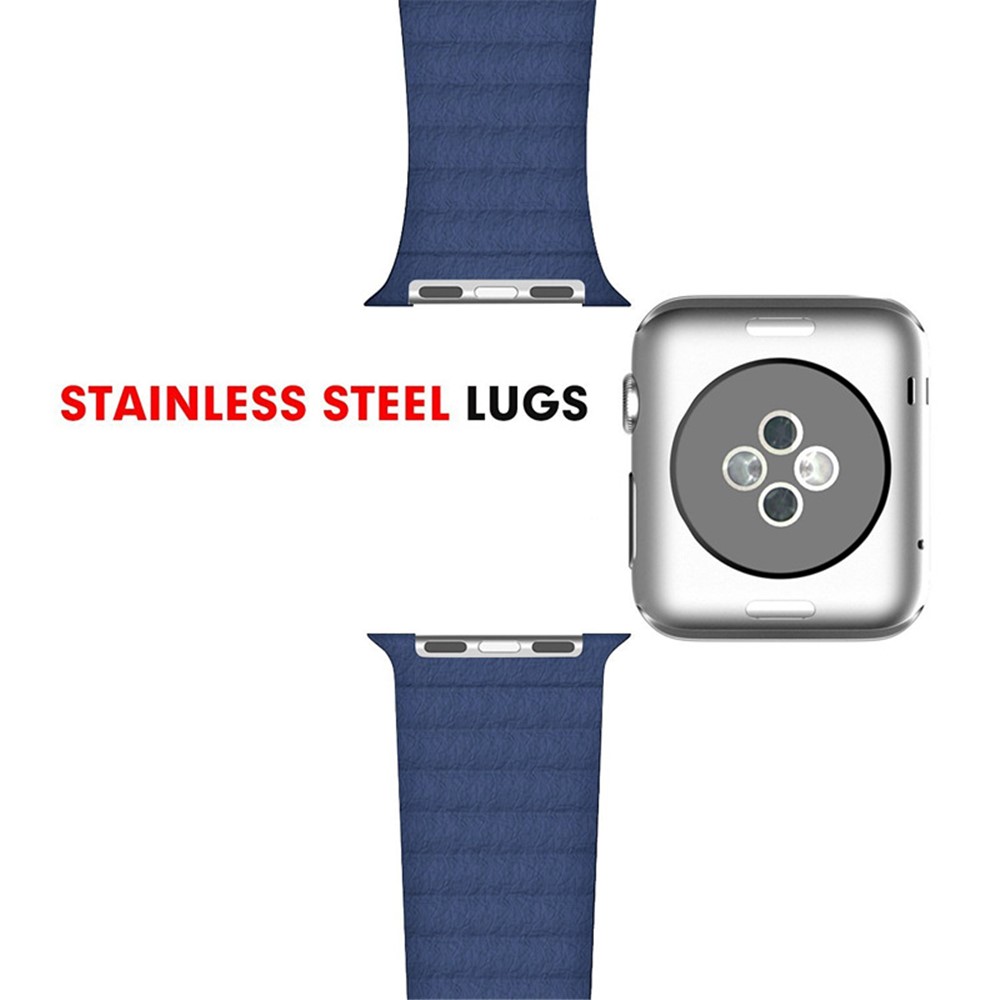 Magnetic Loop Genuine Leather Wrist Watch Band for Apple Watch Series 4 44mm / Series 3 2 1 42mm - Blue-4