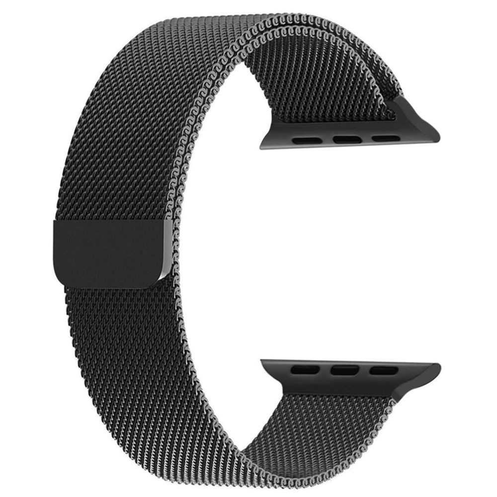 Pulseira De Relógio De Metal Magnética Milanese Loop Para Série De Relógio De Maçã 3/2/1 42 mm - Preto-1