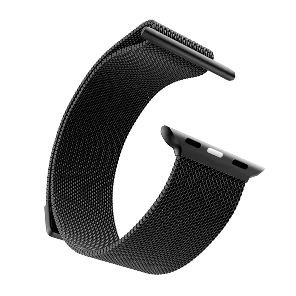 Pulseira De Relógio De Metal Magnética Milanese Loop Para Série De Relógio De Maçã 3/2/1 42 mm - Preto-3