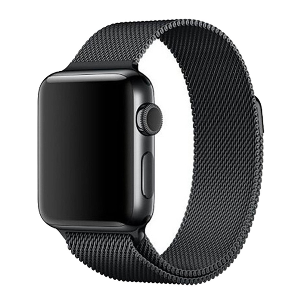 Pulseira De Relógio De Metal Magnética Milanese Loop Para Série De Relógio De Maçã 3/2/1 42 mm - Preto-4
