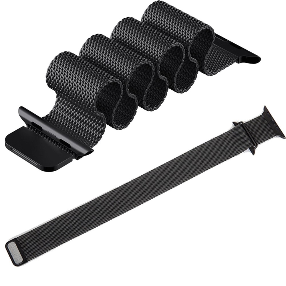Pulseira De Relógio De Metal Magnética Milanese Loop Para Série De Relógio De Maçã 3/2/1 42 mm - Preto-5