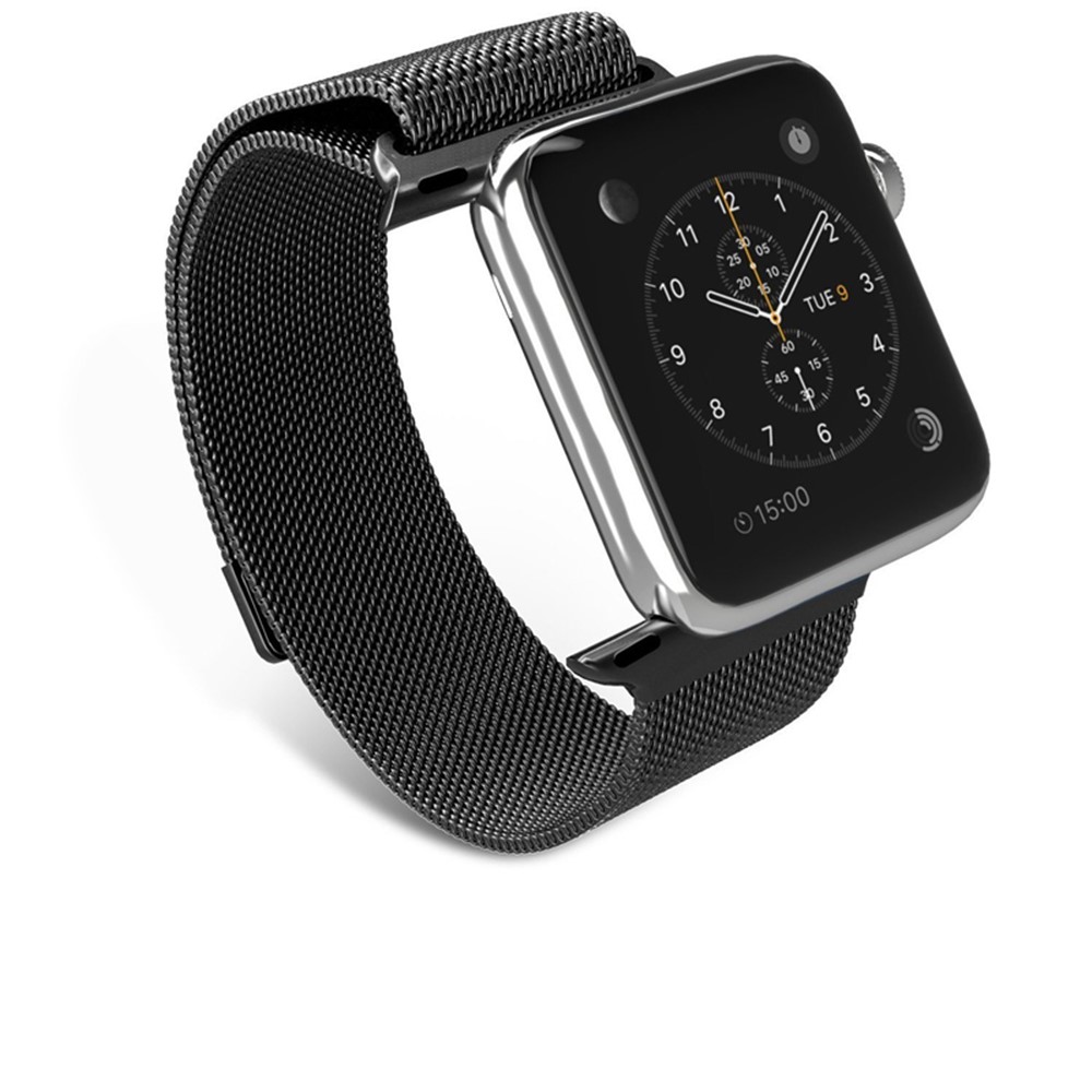 Pulseira De Relógio De Metal Magnética Milanese Loop Para Série De Relógio De Maçã 3/2/1 42 mm - Preto-6