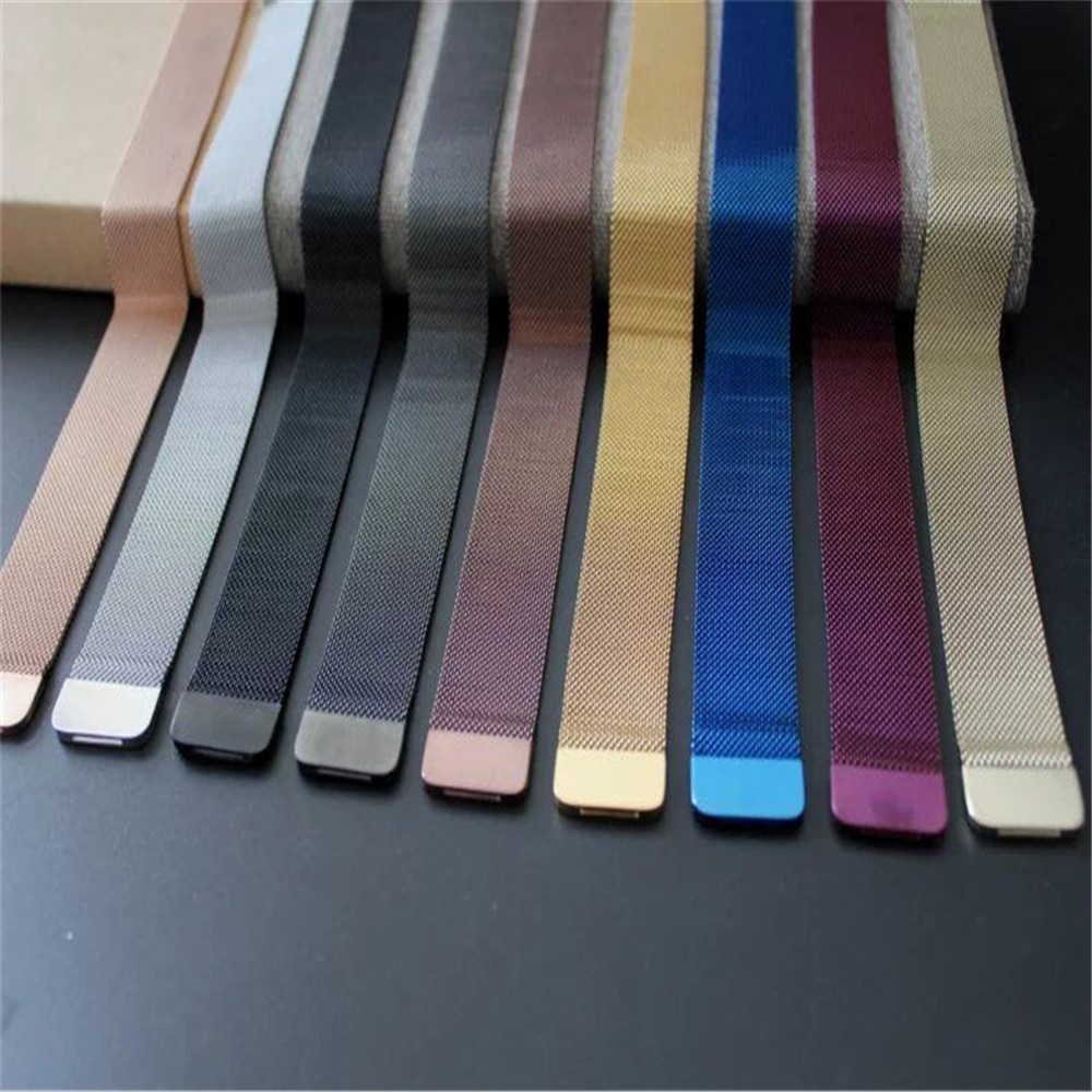 Pulseira De Relógio De Metal Magnética Milanese Loop Para Série De Relógio De Maçã 3/2/1 42 mm - Preto-8