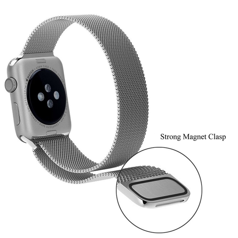 Magnetisches Milanese-Schleifenmetalluhrband Für Apple-Uhr-Reihe 3/2/1 42mm - Silber--3