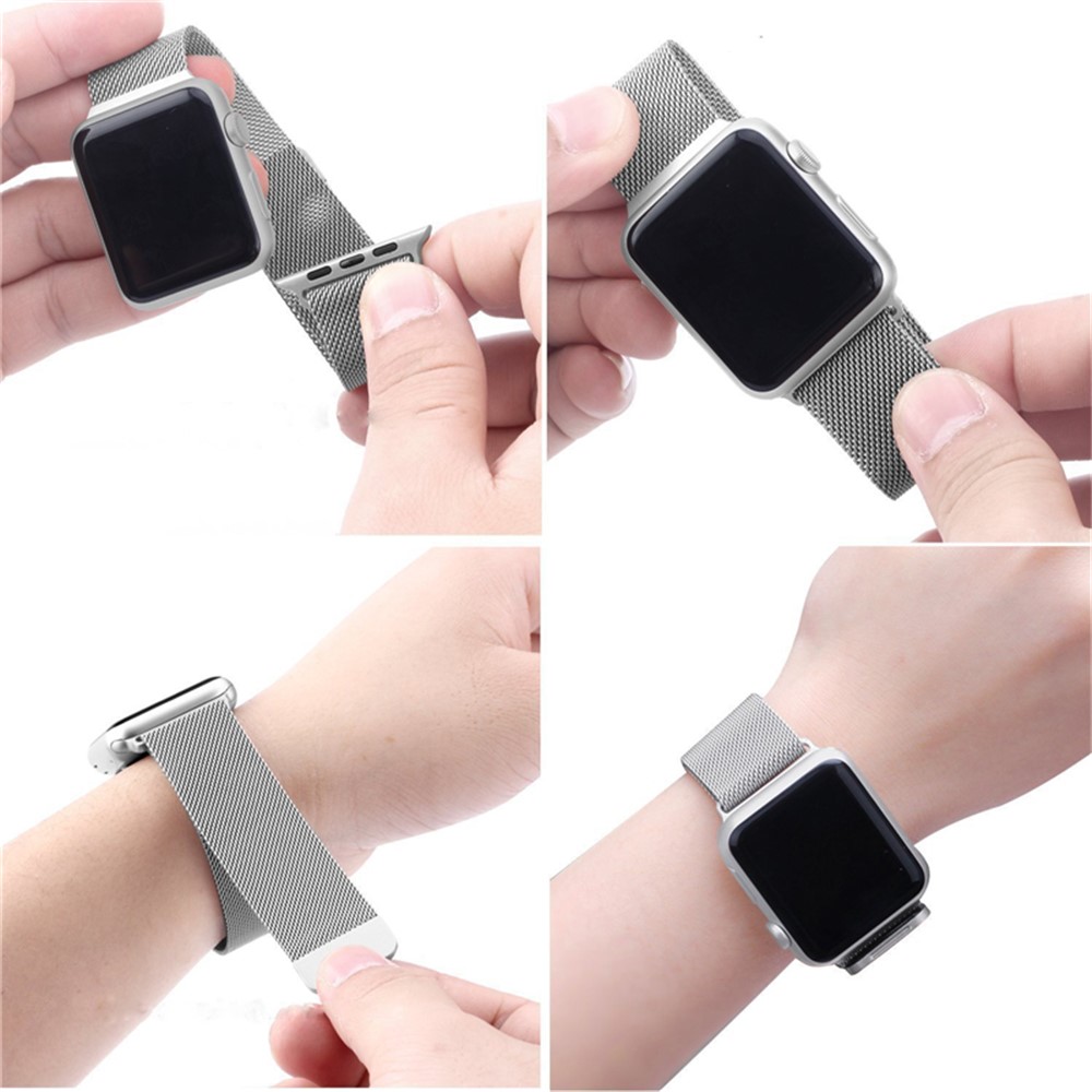 Magnetisches Milanese-Schleifenmetalluhrband Für Apple-Uhr-Reihe 3/2/1 42mm - Silber--7