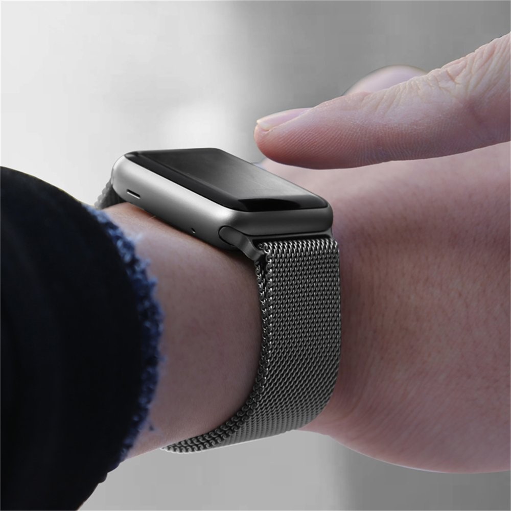 Bande De Montre En Métal Milanese Magnétique Boucle Pour Apple Watch Série 3/2/1 42mm - Gris-5