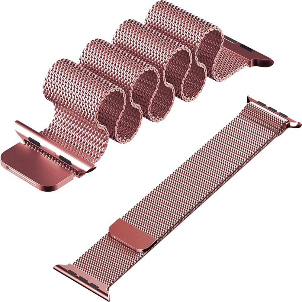 Magnetic Milanese Loop Metal Watchband Replacement for Apple Watch Series 4 44mm / Series 3 2 1 42mm - Pink-5