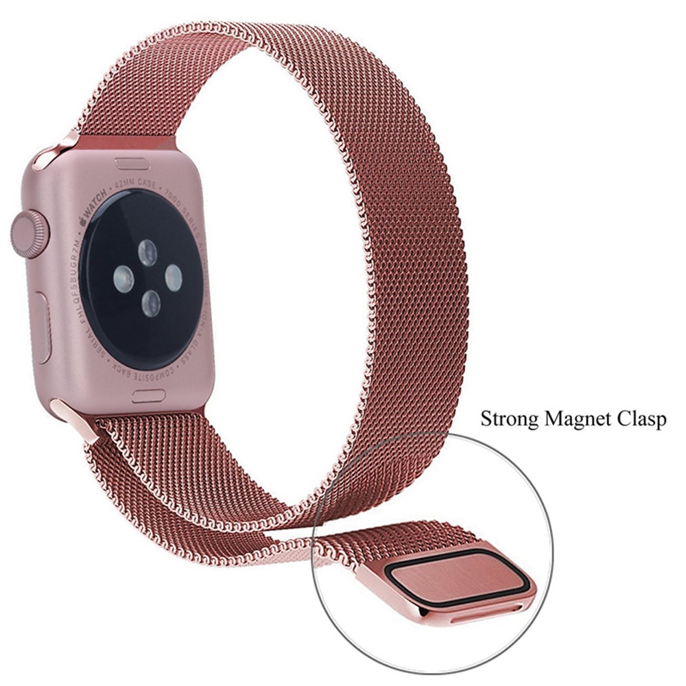 Magnetic Milanese Loop Metal Watchband Replacement for Apple Watch Series 4 44mm / Series 3 2 1 42mm - Pink-6