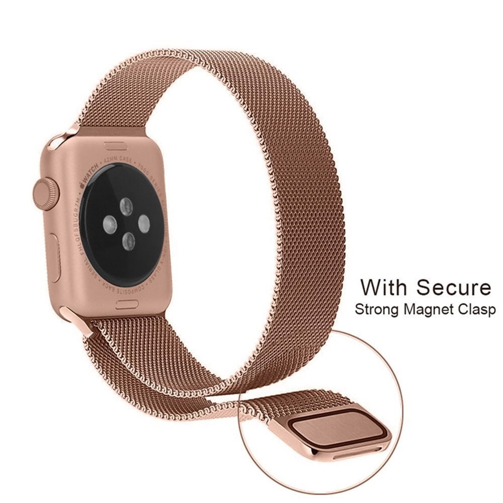 Magnetic Milanese Loop Metal Watch Bracelet for Apple Watch Series 4 44mm / Series 3 2 1 42mm - Rose Gold-3
