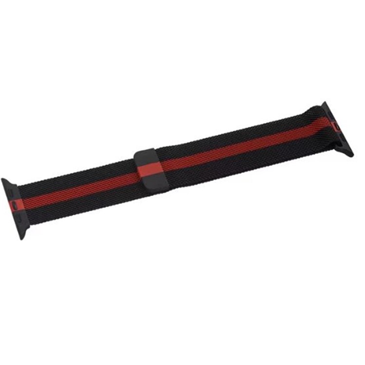 Magnetic Milanese Loop Metal Watch Wrist Bracelet for Apple Watch Series 4 44mm / Series 3 2 1 42mm - Black / Red-3