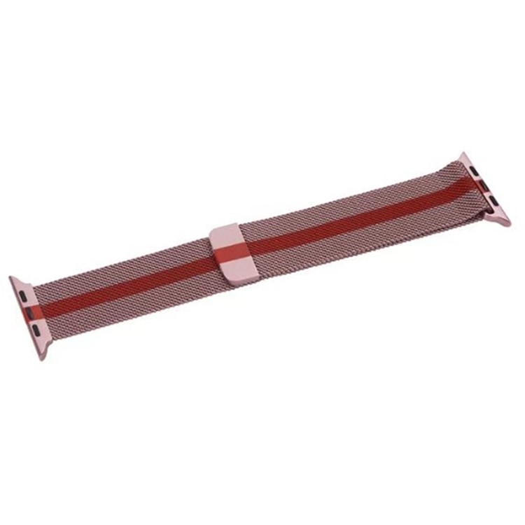 Magnetic Milanese Loop Metal Watch Strap Replacement for Apple Watch Series 4 44mm / Series 3 2 1 42mm - Pink / Red-4