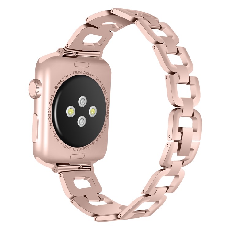Classic D Shape 316 Stainless Steel Watch Strap Replacement for Apple Watch Series 4 40mm/3/2/1 38mm - Rose Gold-2