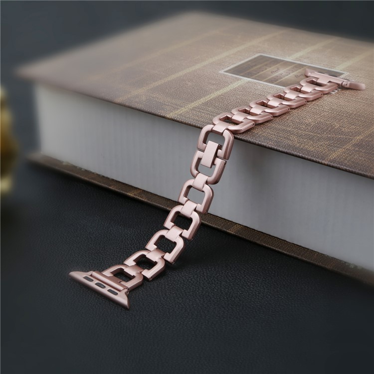 Classic D Shape 316 Stainless Steel Watch Strap Replacement for Apple Watch Series 4 40mm/3/2/1 38mm - Rose Gold-3