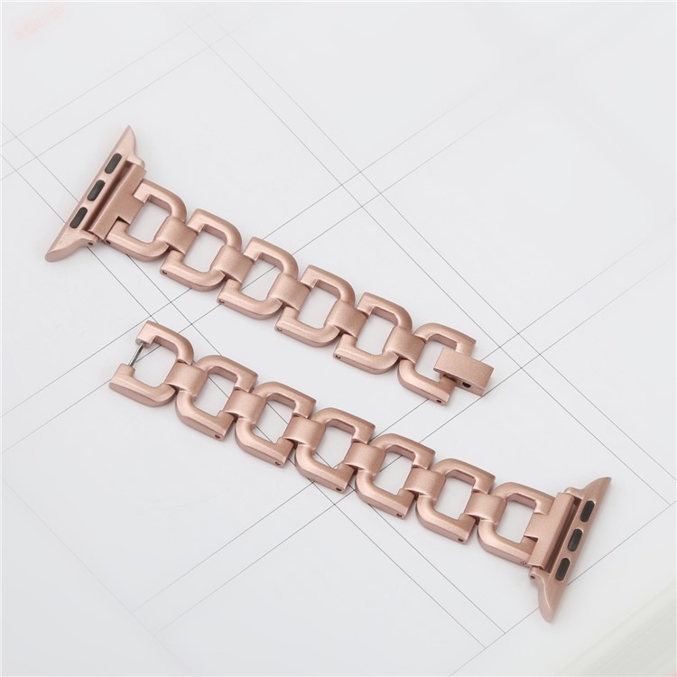 Classic D Shape 316 Stainless Steel Watch Strap Replacement for Apple Watch Series 4 40mm/3/2/1 38mm - Rose Gold-4