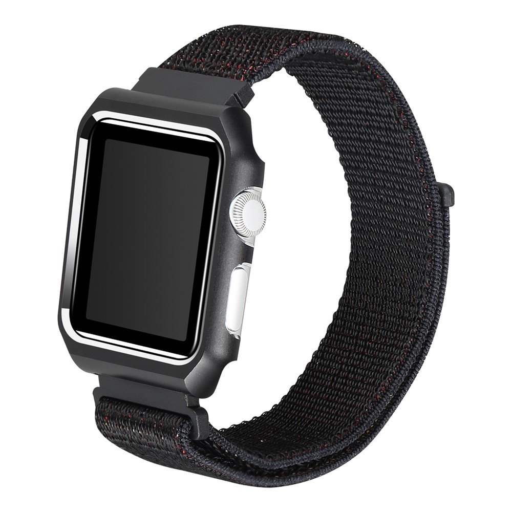 Nylon Velcro Closure Watch Band Replacement for Apple Watch Series 4 40mm / Series 3/2/1 38mm - Black-2