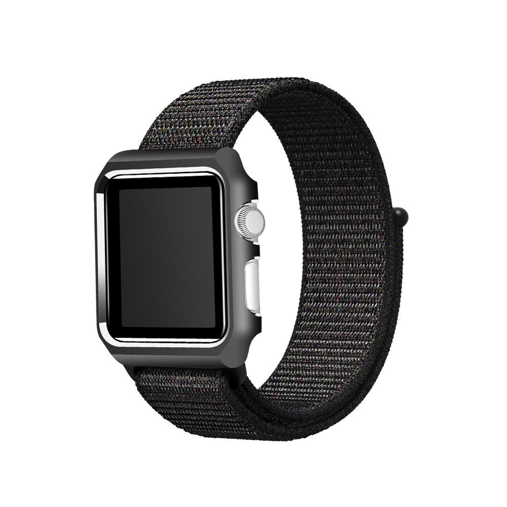 Nylon Velcro Closure Watch Band Replacement for Apple Watch Series 4 40mm / Series 3/2/1 38mm - Black-4