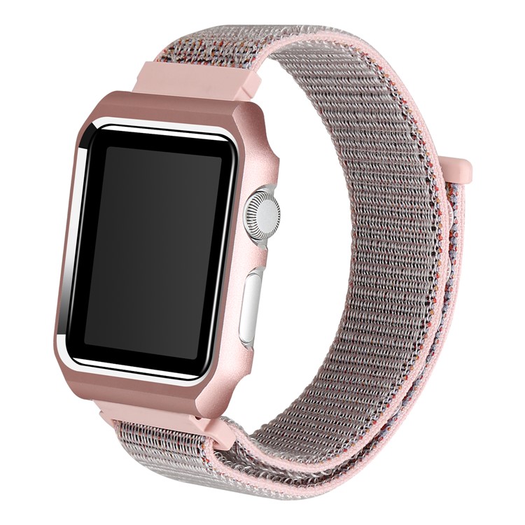 Nylon Velcro Closure Wristwatch Band Replacement for Apple Watch Series 4 40mm / Series 3/2/1 38mm - Pink-2
