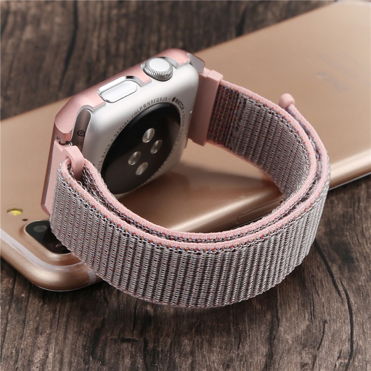 Nylon Velcro Closure Wristwatch Band Replacement for Apple Watch Series 4 40mm / Series 3/2/1 38mm - Pink-6