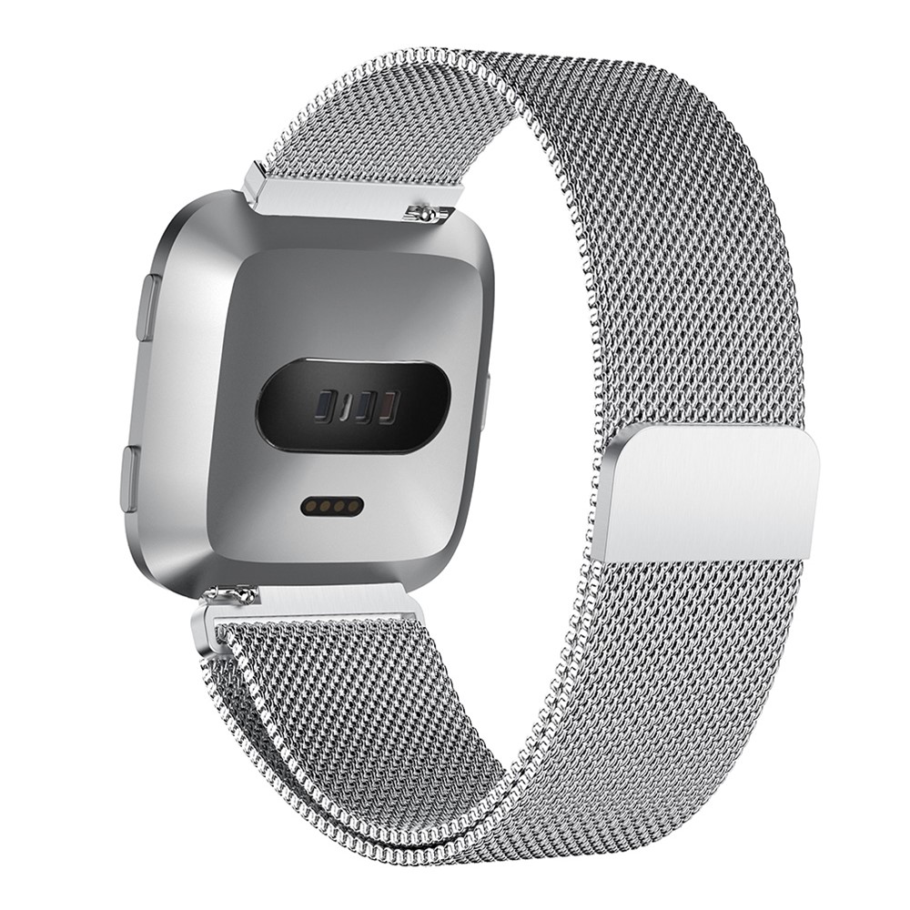 Stainless Steel Milanese Wrist Watch Strap Replacement for Fitbit Versa - Size: L / Silver-2