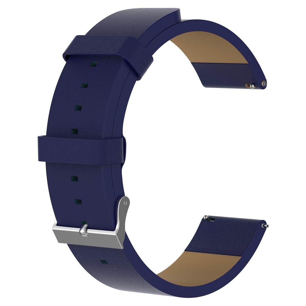 Top Layer Cowhide Leather Watch Band Strap for Fitbit Versa - Dark Blue-1
