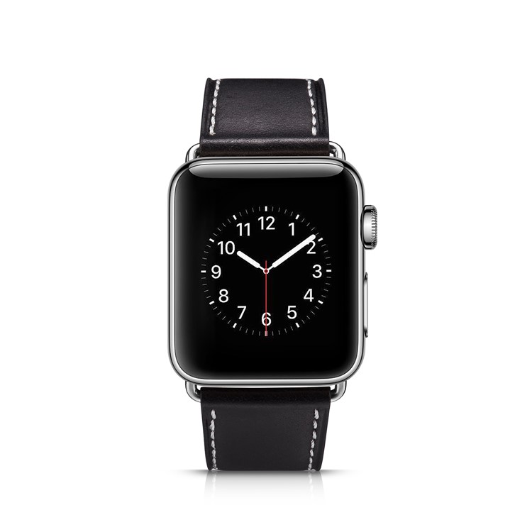 Top Layer Cowhide Leather Watch Band for Apple Watch Series 5 4 40mm, Series 3 / 2 / 1 38mm - Black-4