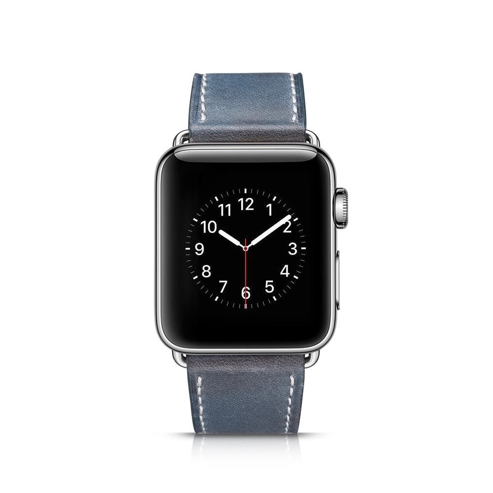 Top Layer Cowhide Leather Watch Band Replacement for Apple Watch Series 4 40mm, Series 3 / 2 / 1 38mm - Blue-4