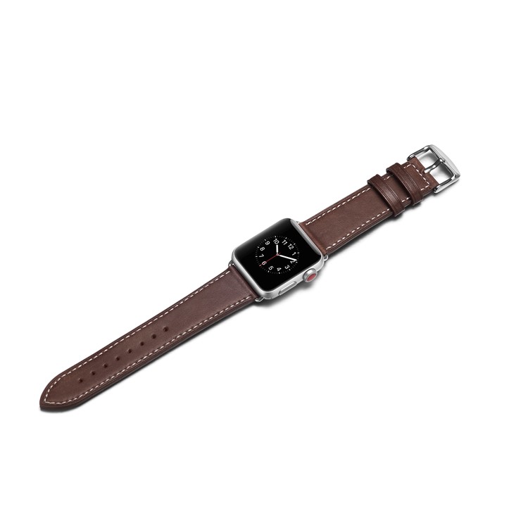 Top Layer Cowhide Leather Watch Strap Band Replace Part for Apple Watch Series 4 40mm, Series 3 / 2 / 1 38mm - Coffee-3